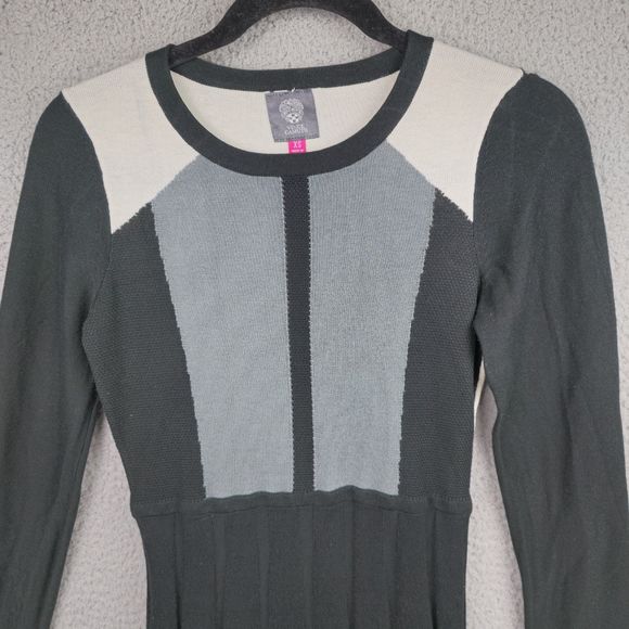 Vince Camuto Dress Womens XS Black White Colorblock Dark Academia Pleated Goth - Picture 15 of 16